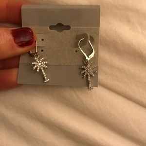 Sterling silver and diamond tree earrings.